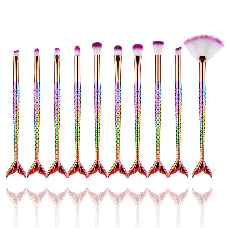 10 Mermaid Makeup Brushes Fishtail Eye Shadow Brush