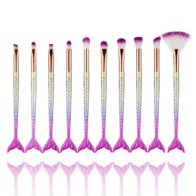 10 Mermaid Makeup Brushes Fishtail Eye Shadow Brush