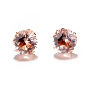 18K Rose over Sterling Silver Genuine Morganite Stud Earrings