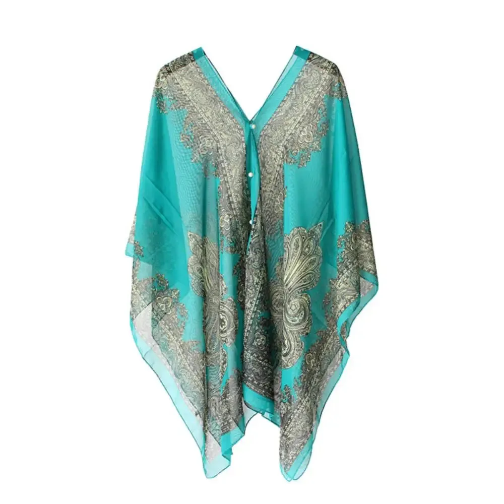 2022 Chiffon Beach Cover Up Kaftan Beach Tunic Dress Bikini Cover Up Women Swimsuit Sarong Pareo Swimwear Beachwear Bathing Suit