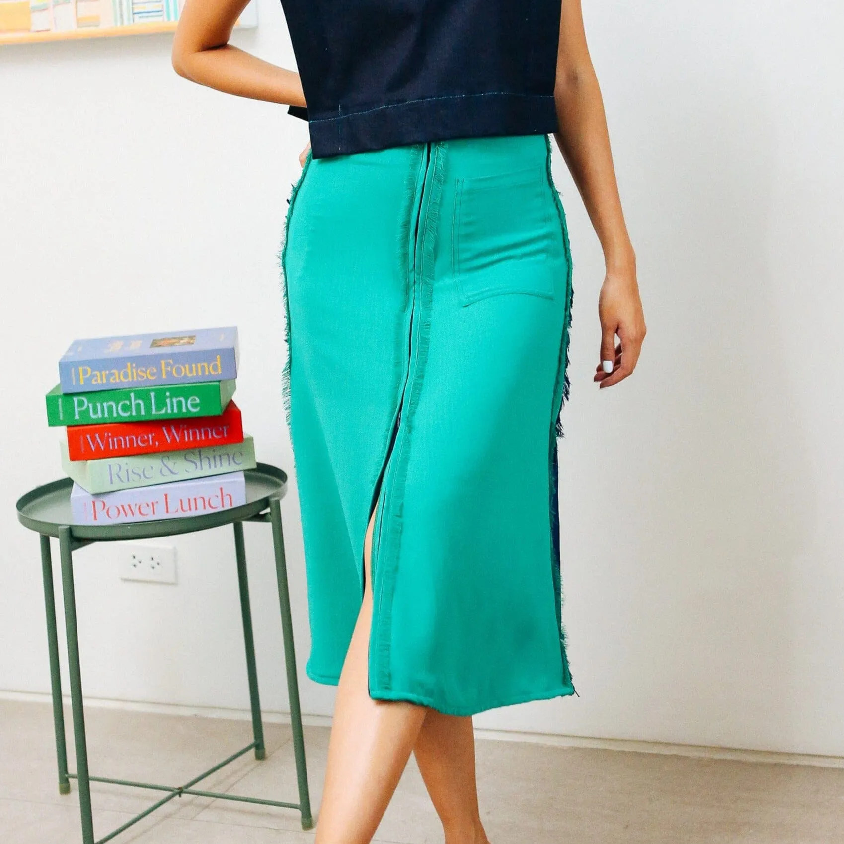 4-Way A-Line Skirt Navy & Teal