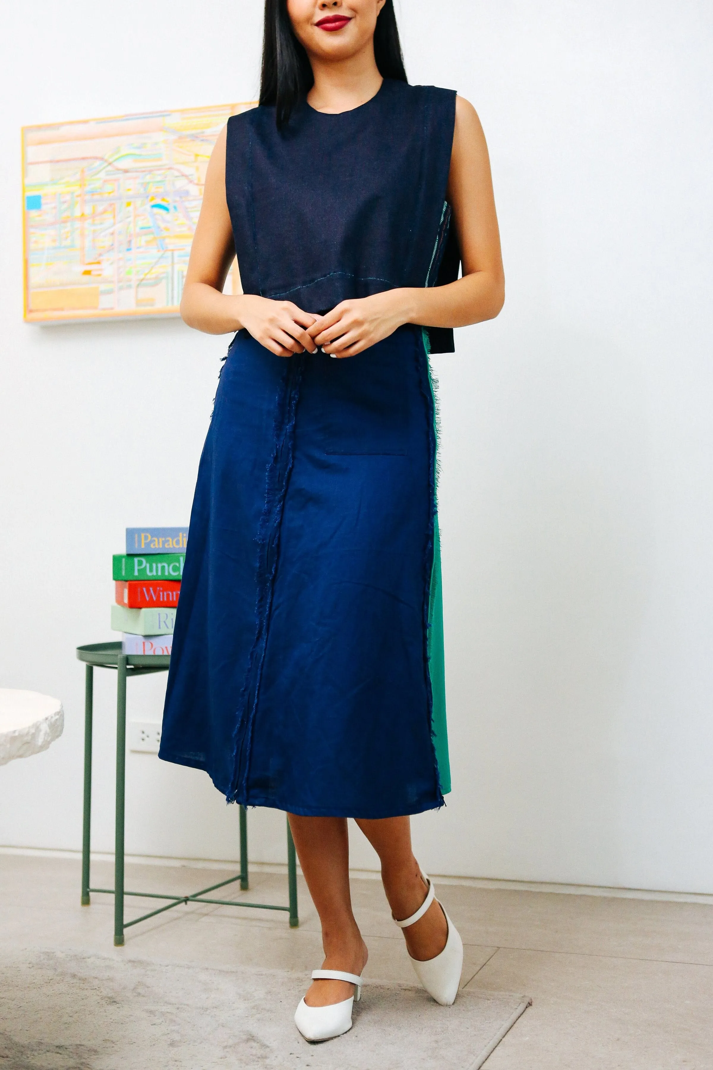 4-Way A-Line Skirt Navy & Teal