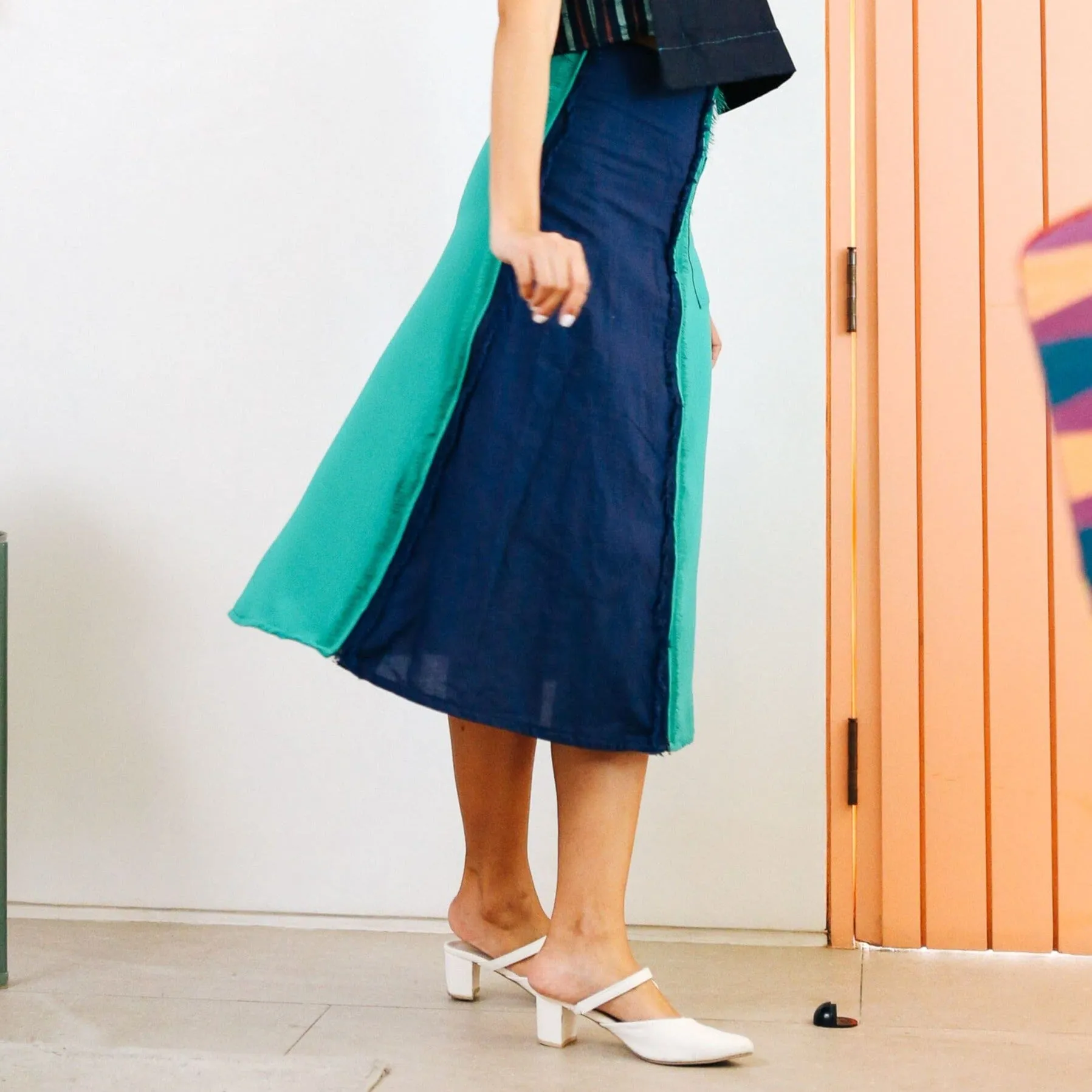 4-Way A-Line Skirt Navy & Teal