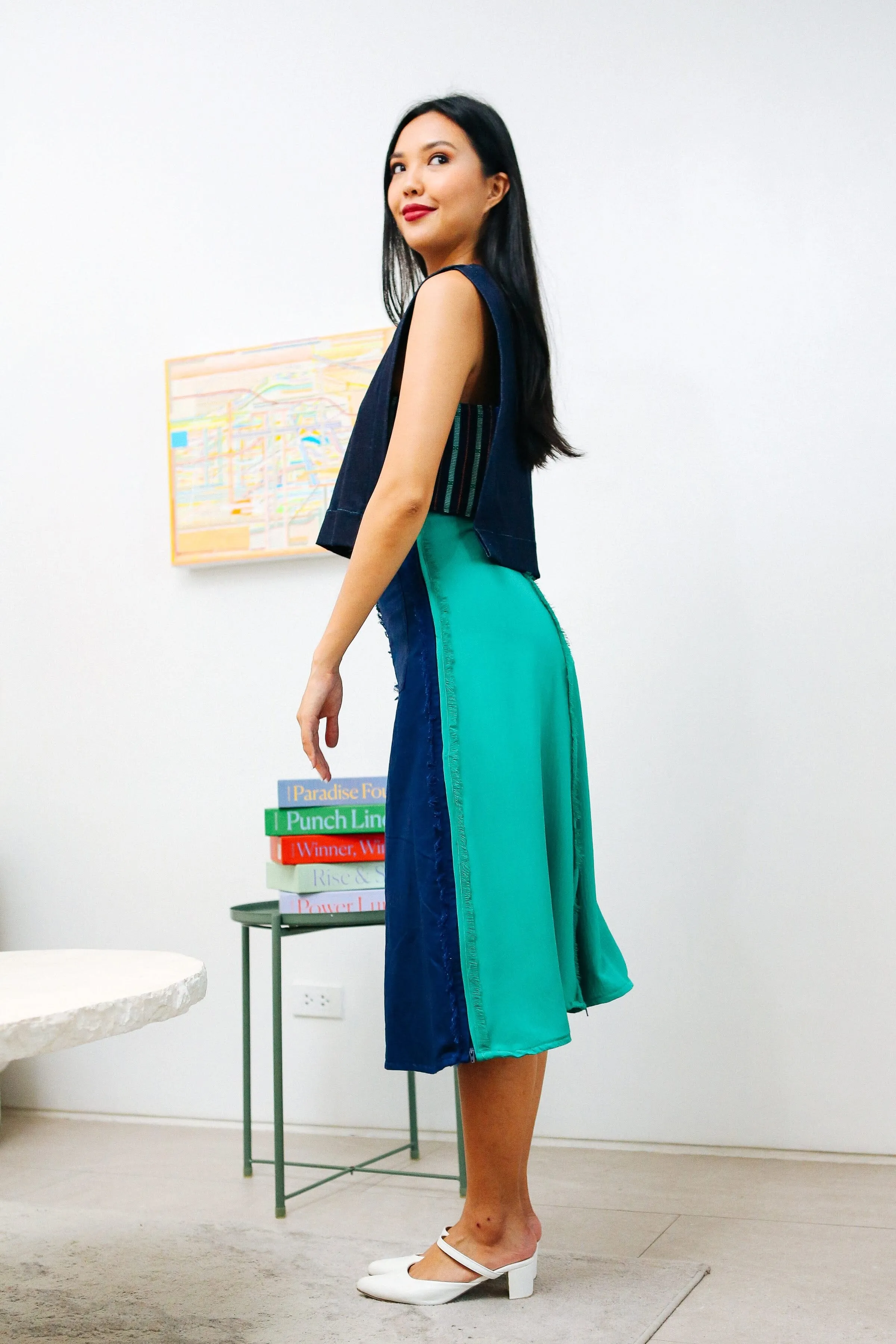 4-Way A-Line Skirt Navy & Teal