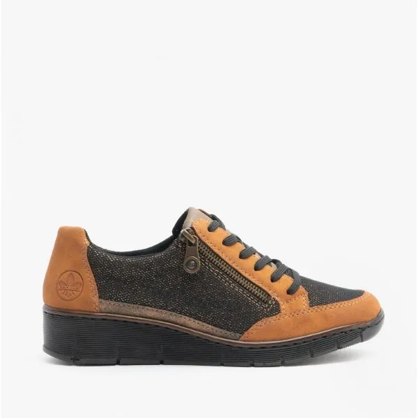 53716-22 Ladies Casual Trainers Brown/Black