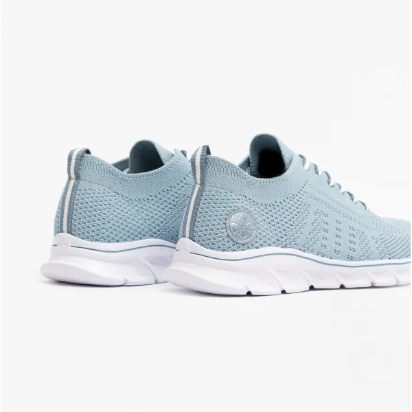 54020-12 Ladies Mesh Lace-Up Trainers Pale Blue