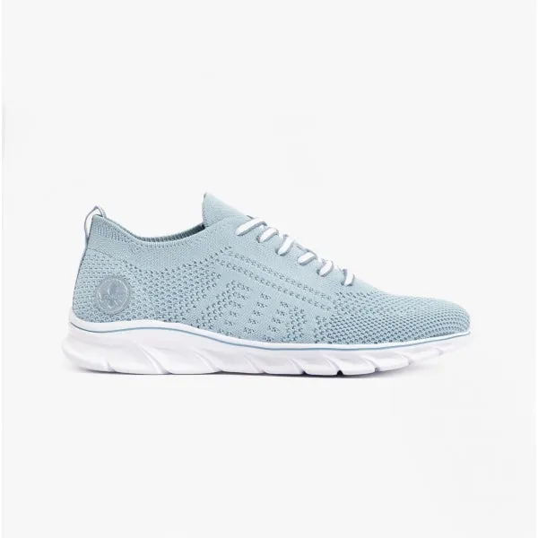 54020-12 Ladies Mesh Lace-Up Trainers Pale Blue