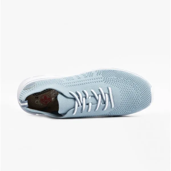 54020-12 Ladies Mesh Lace-Up Trainers Pale Blue