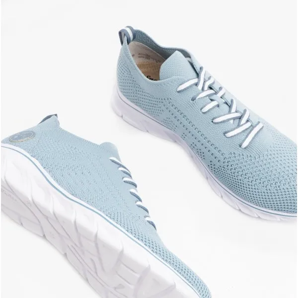 54020-12 Ladies Mesh Lace-Up Trainers Pale Blue