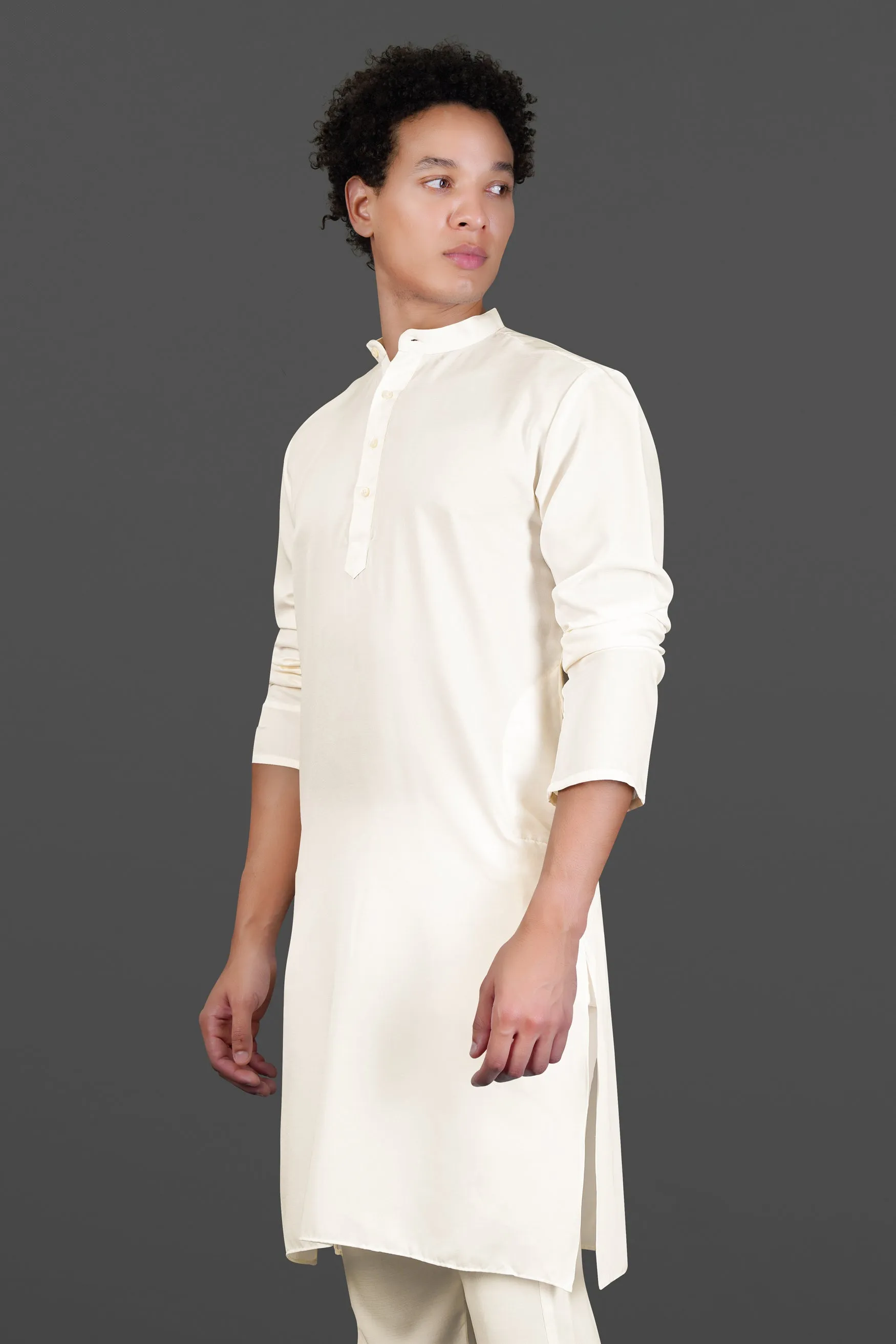 Albescent Cream Subtle Sheen Viscose Kurta