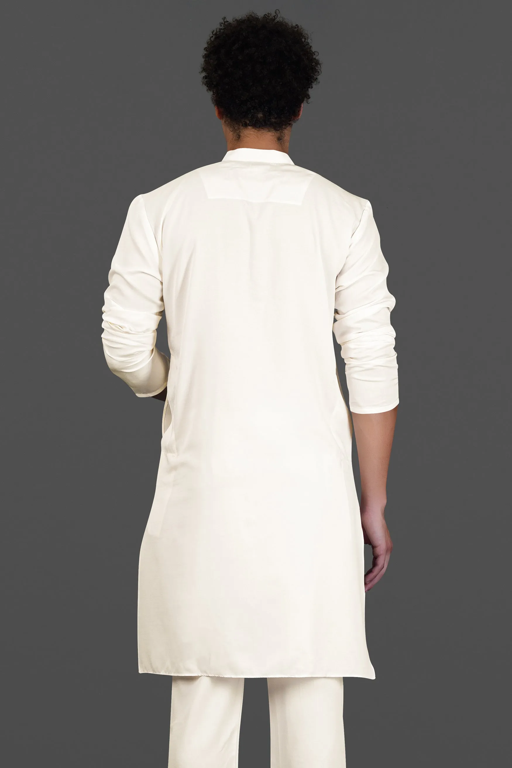 Albescent Cream Subtle Sheen Viscose Kurta