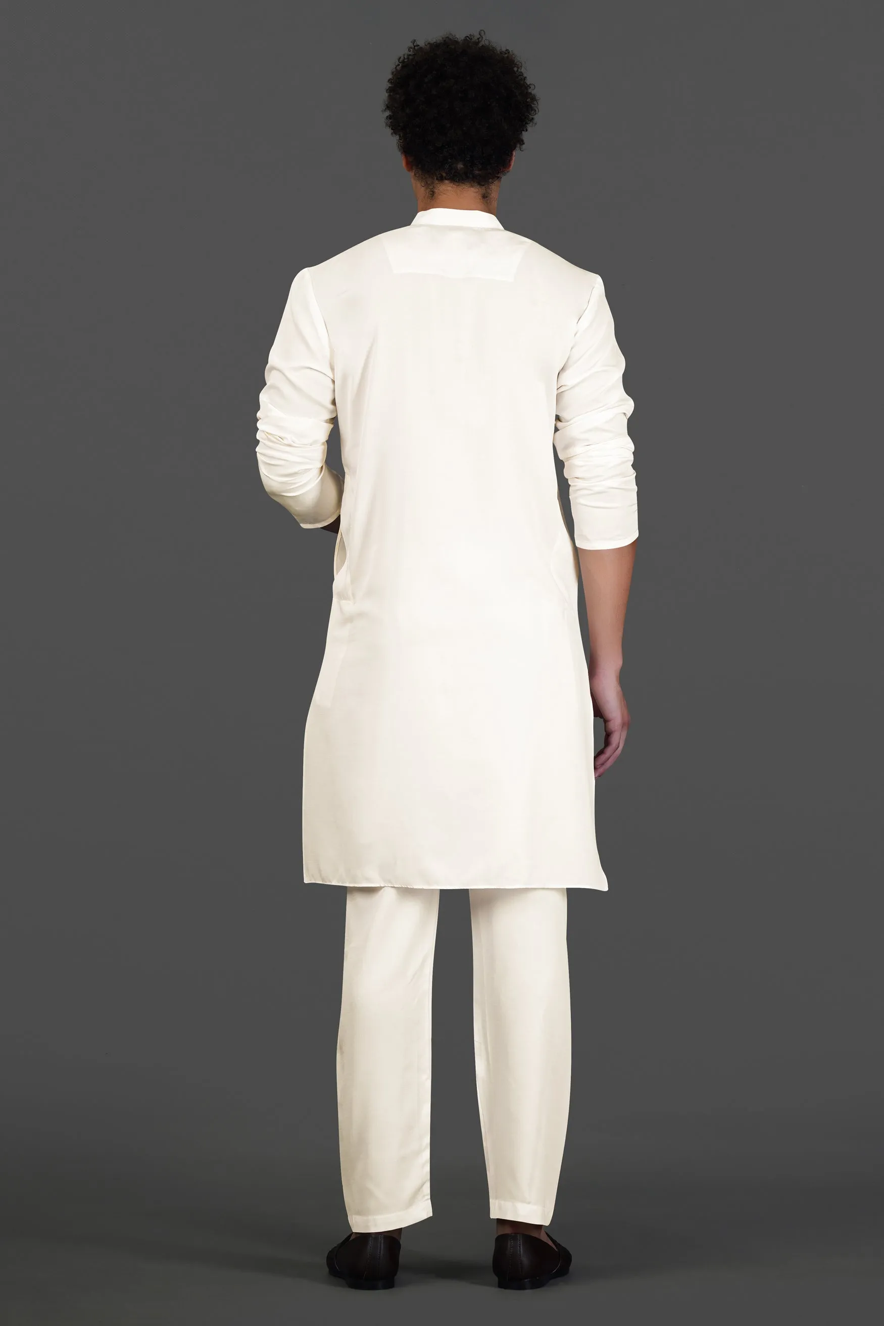 Albescent Cream Subtle Sheen Viscose Kurta