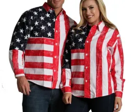 American Flag Print Unisex long Sleeves Shirt - 167201