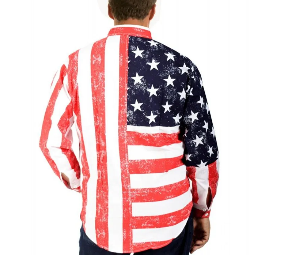 American Flag Print Unisex long Sleeves Shirt - 167201