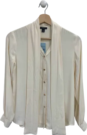 Ann Taylor Cream Blouse with Neck Tie Detail UK XXS Petite