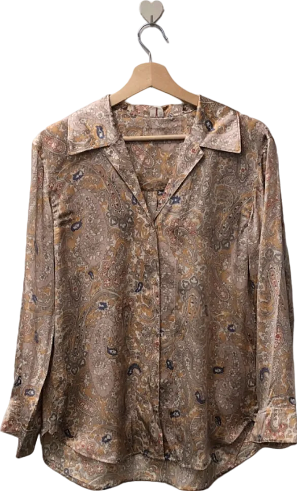 Arket Beige Paisley Pattern Shirt Blouse XS