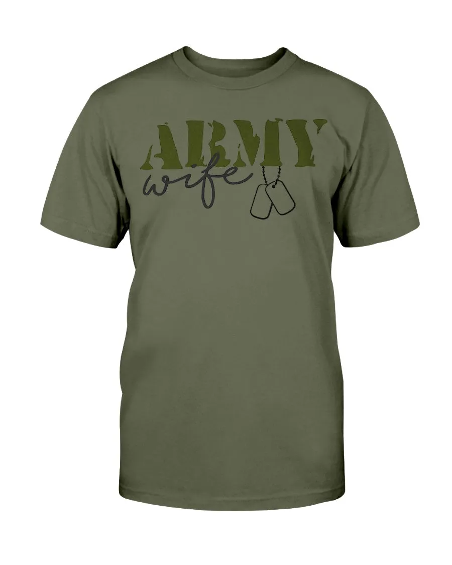 Army Wife Dog tag T-shirts