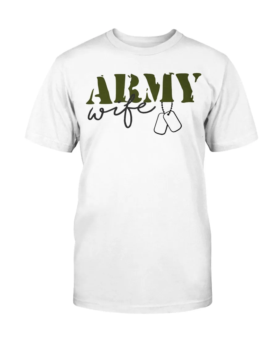 Army Wife Dog tag T-shirts