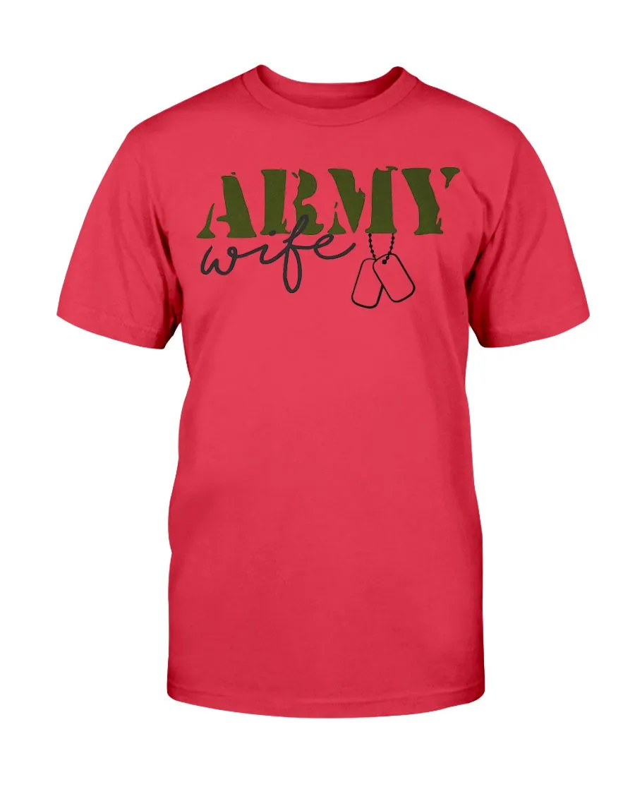 Army Wife Dog tag T-shirts