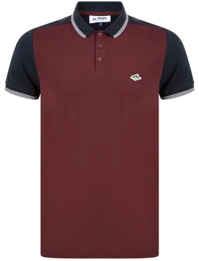 Arthur Contrast Sleeve Cotton Jersey Polo Shirt In Winetasting - Le Shark