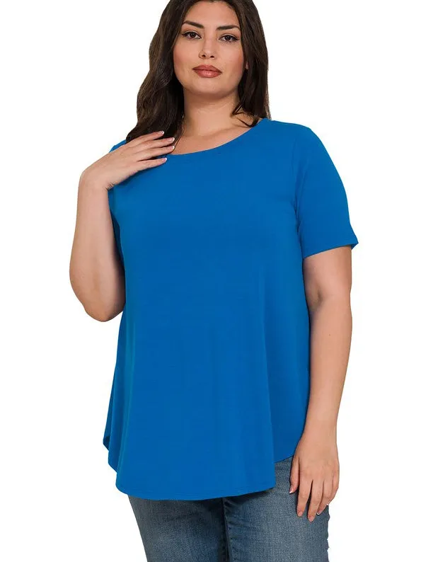 Ashanti Plus Size Long T-shirt in Blue