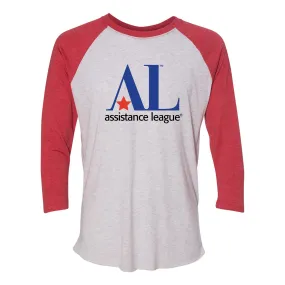 Assistance League Logo Raglan 3/4 Sleeve Shirt - White/Red