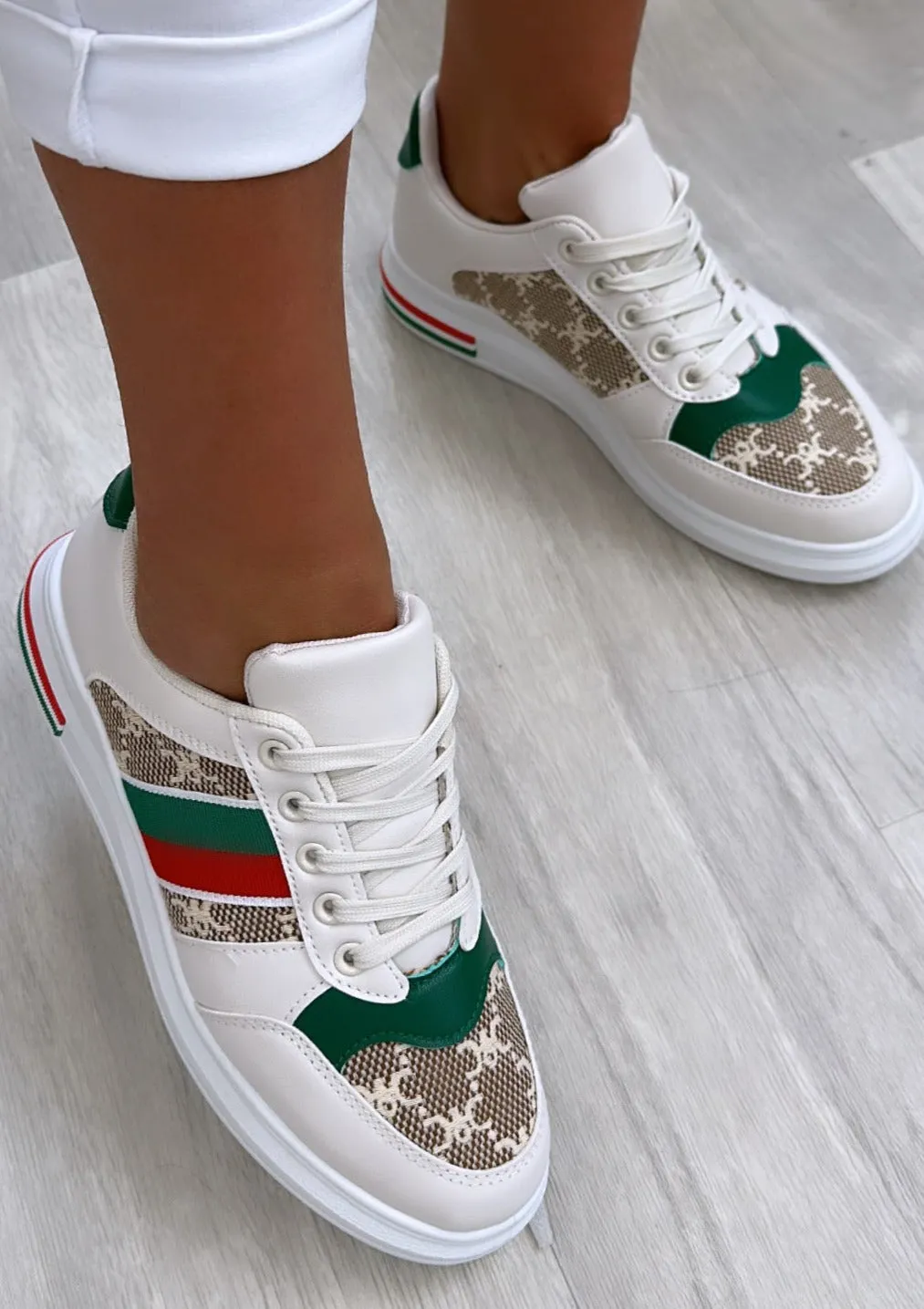 Beatrissa Green Side Stripe Trainers