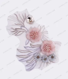 Beautiful Fabric Flowers with Sequins Embellish Patch