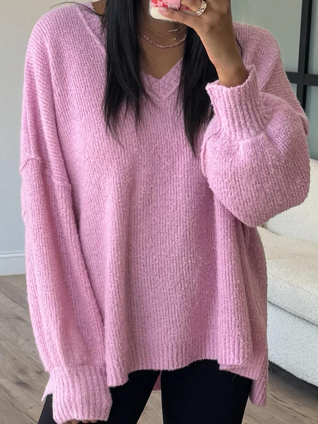 Belmont V-Neck Sweater | Orchid