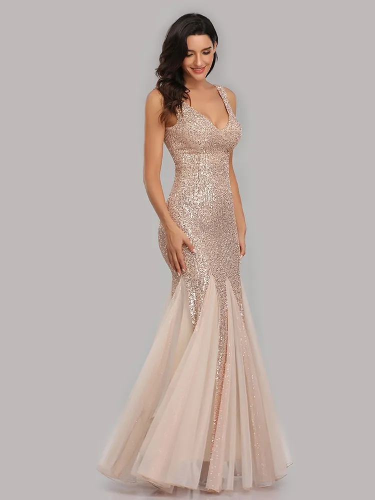 BerriesJam - 2024 Plus Size V Neck Long Formal Prom Party Evening Dress