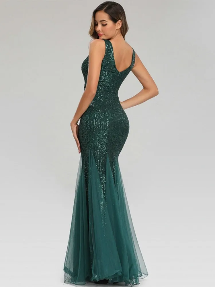 BerriesJam - 2024 Plus Size V Neck Long Formal Prom Party Evening Dress