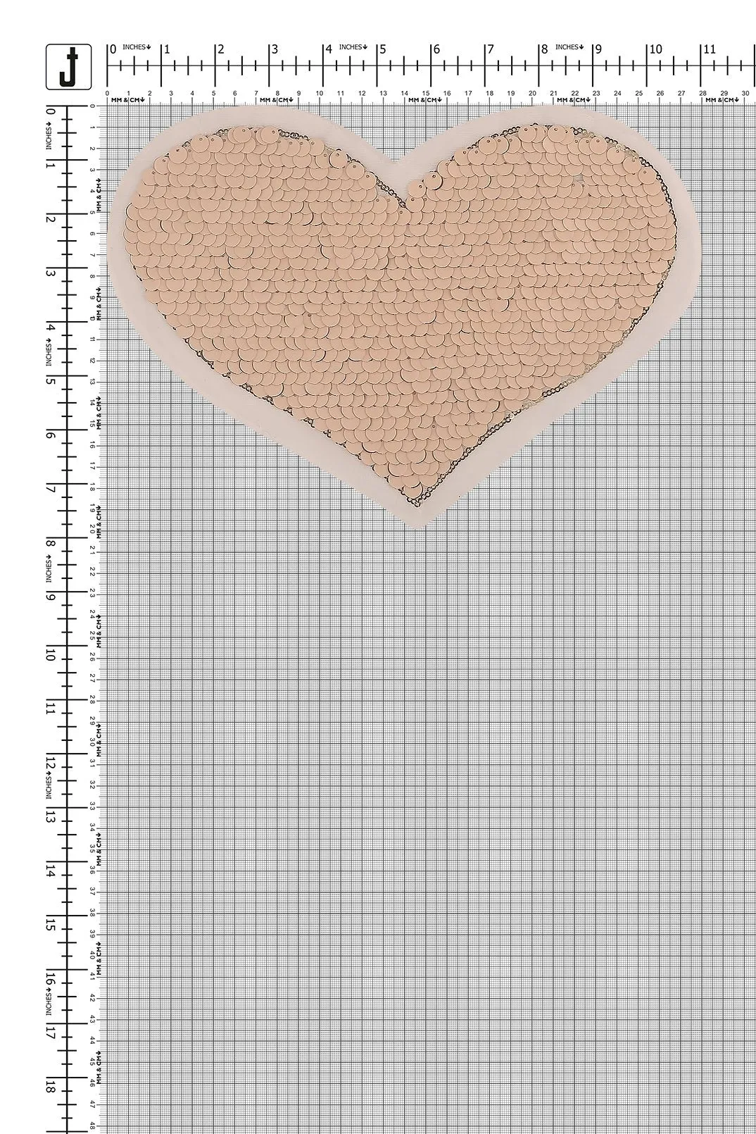 Big Wide Heart Shape Peach Colour Sequins Patch