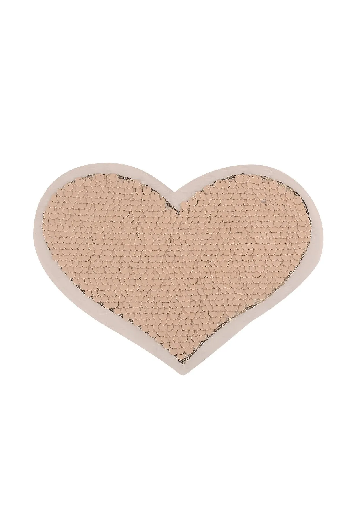 Big Wide Heart Shape Peach Colour Sequins Patch