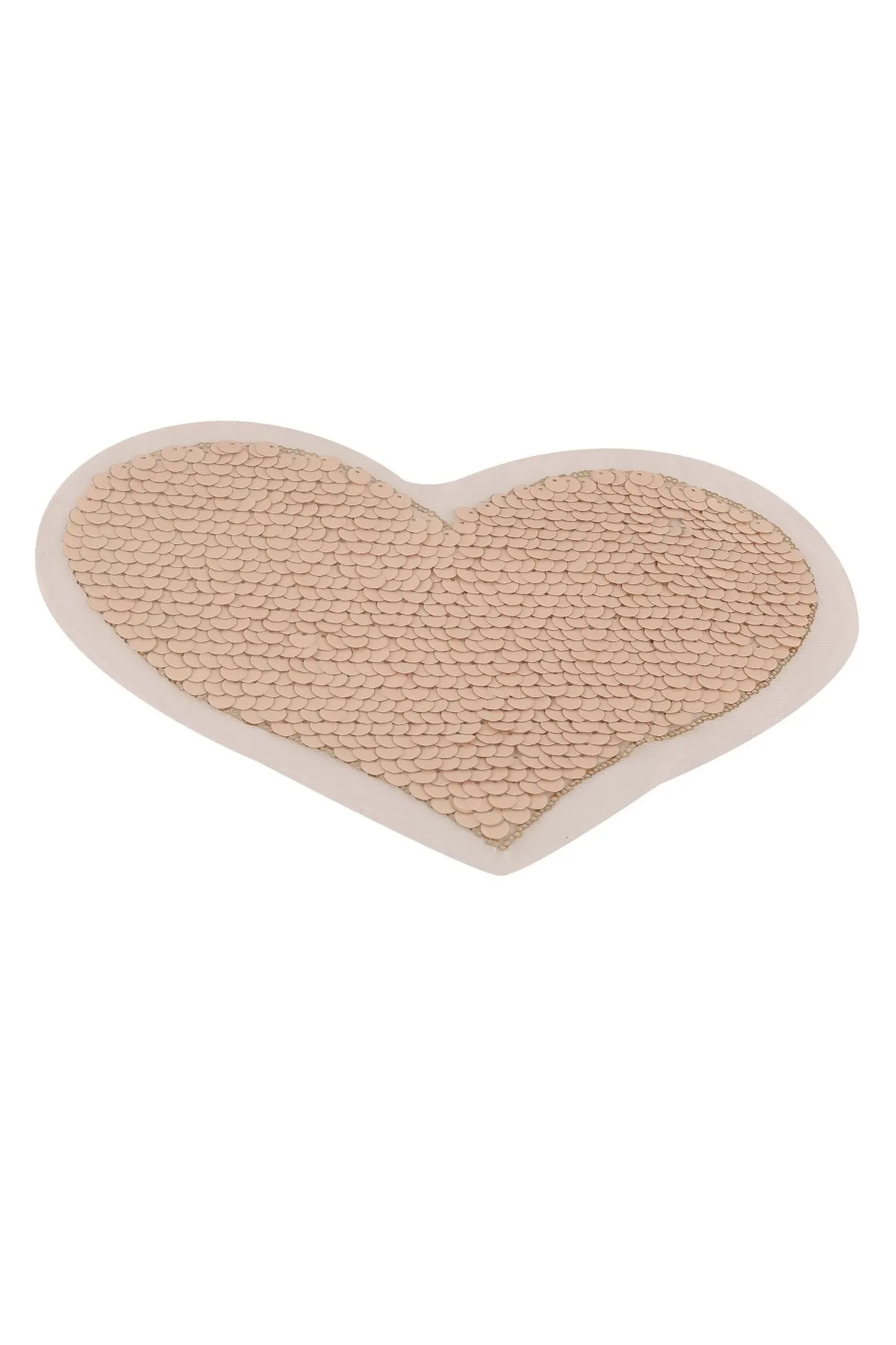 Big Wide Heart Shape Peach Colour Sequins Patch