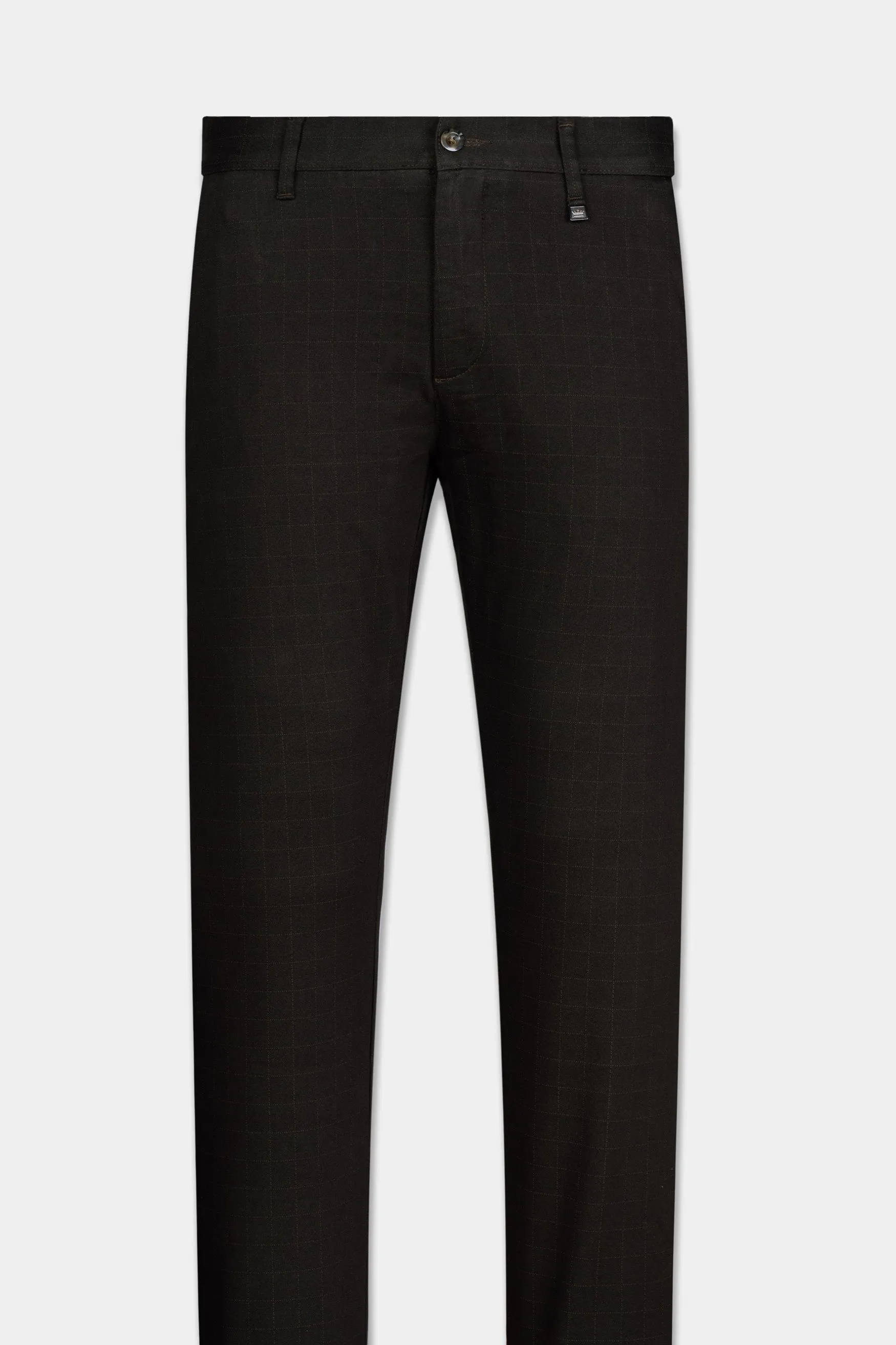 Birch Brown Windowpane Premium Cotton Chinos Pant