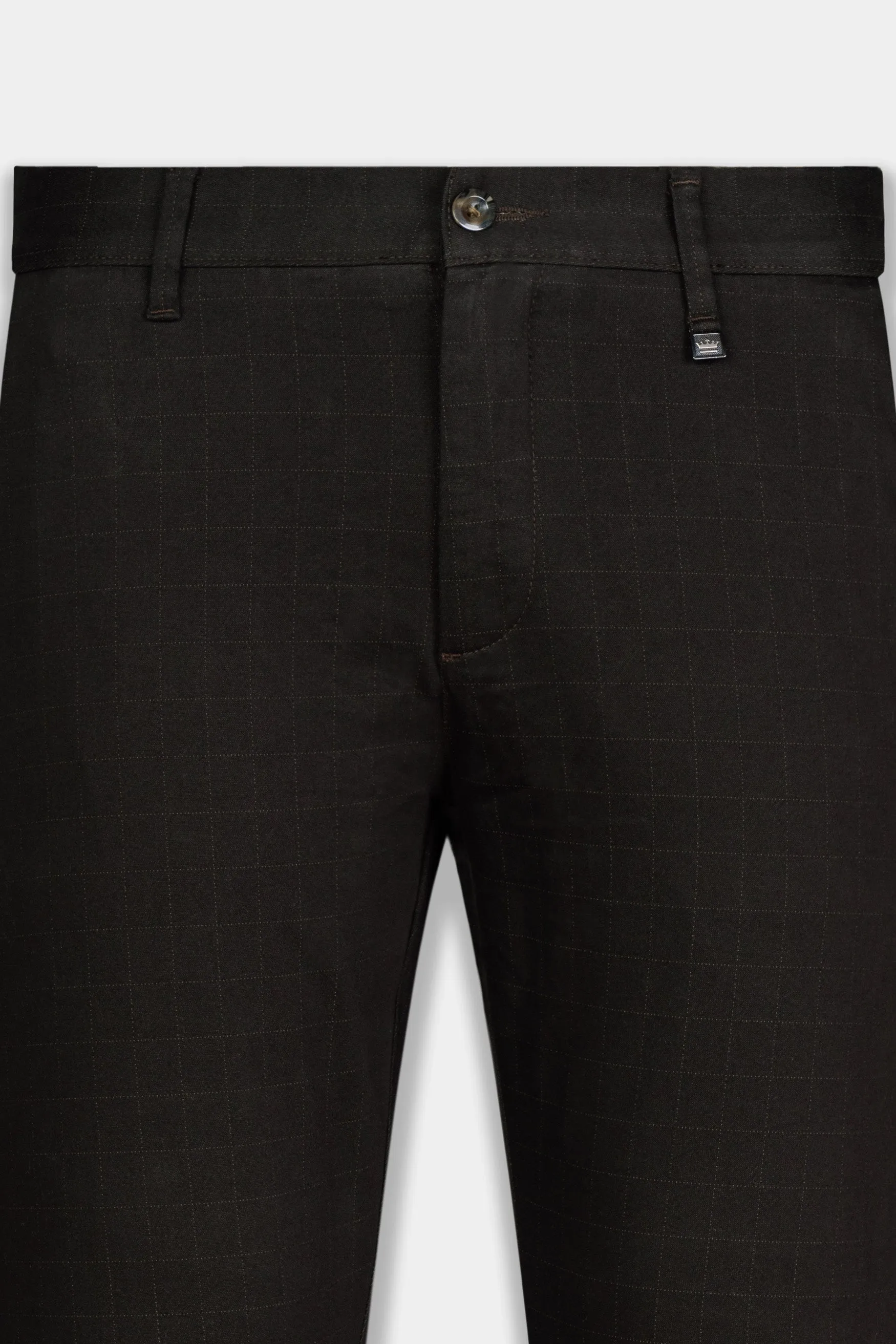 Birch Brown Windowpane Premium Cotton Chinos Pant