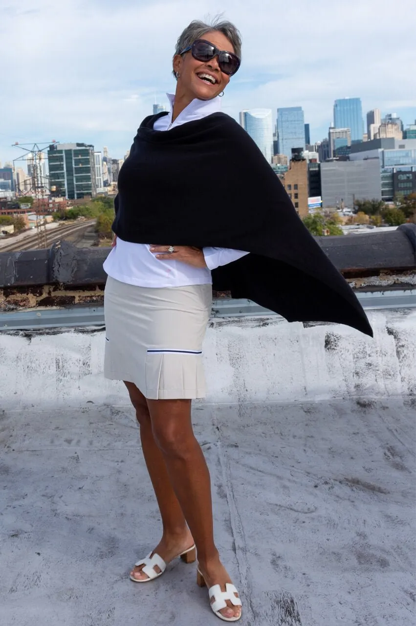 Black Cotton Cashmere Poncho