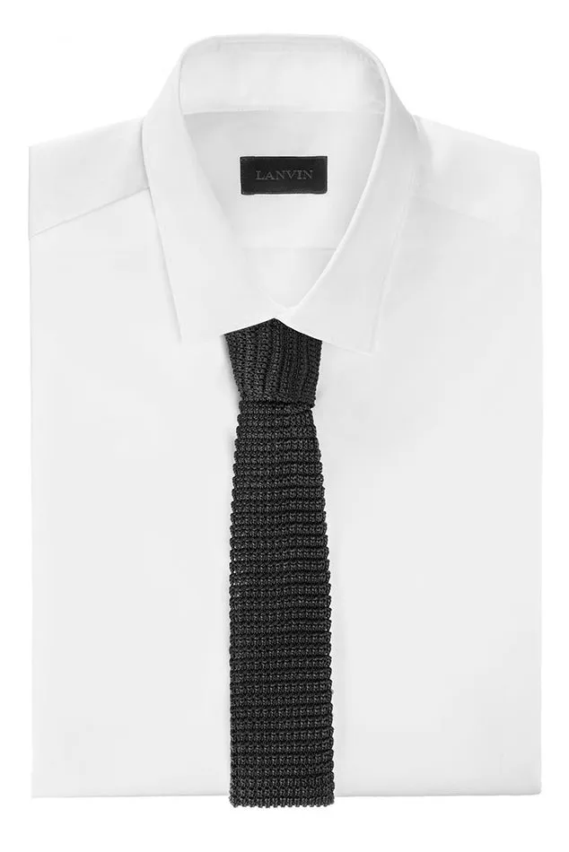 Black Lanvin Square End Tie