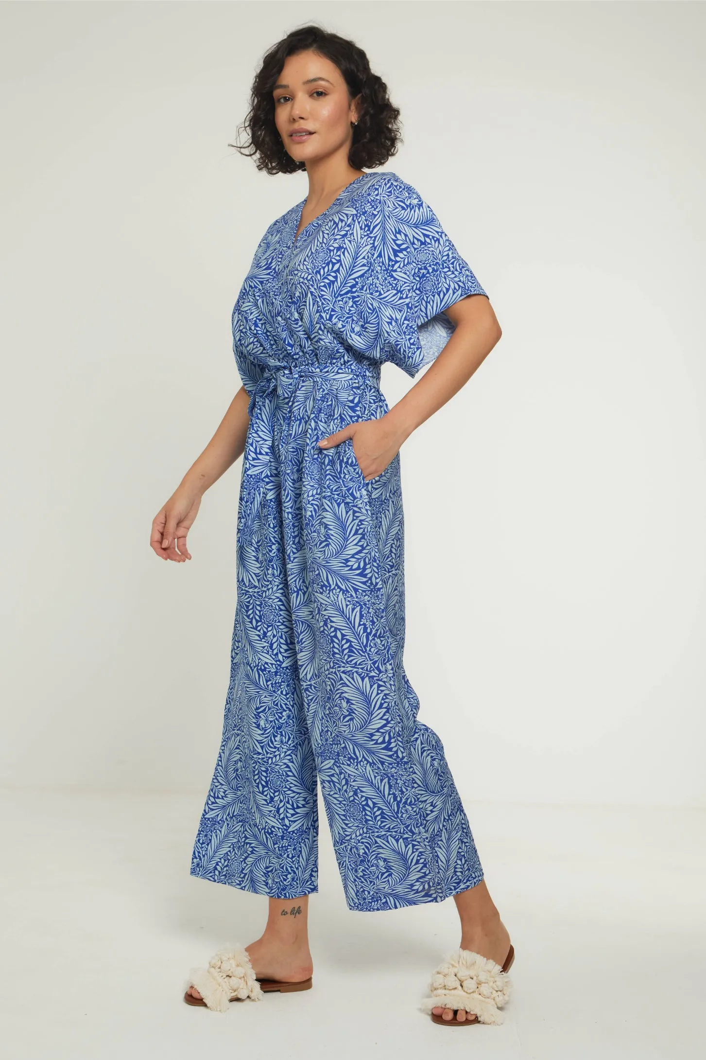 BLOOMING PETALS JUMPSUIT - BLUE