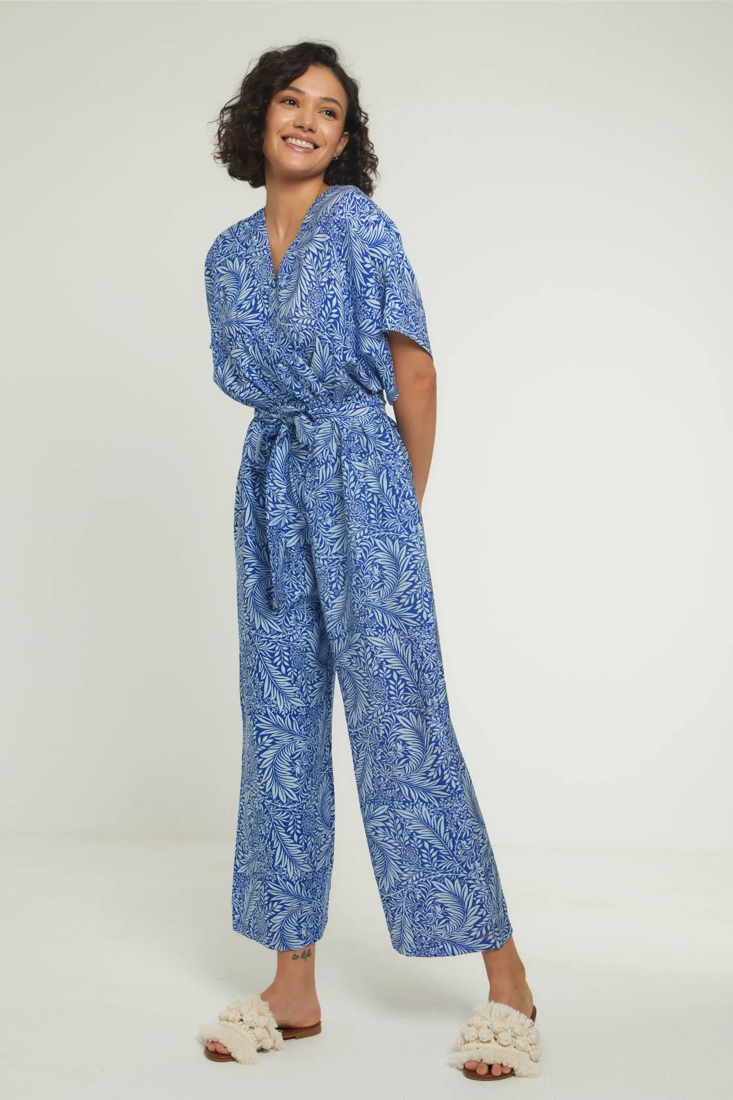 BLOOMING PETALS JUMPSUIT - BLUE