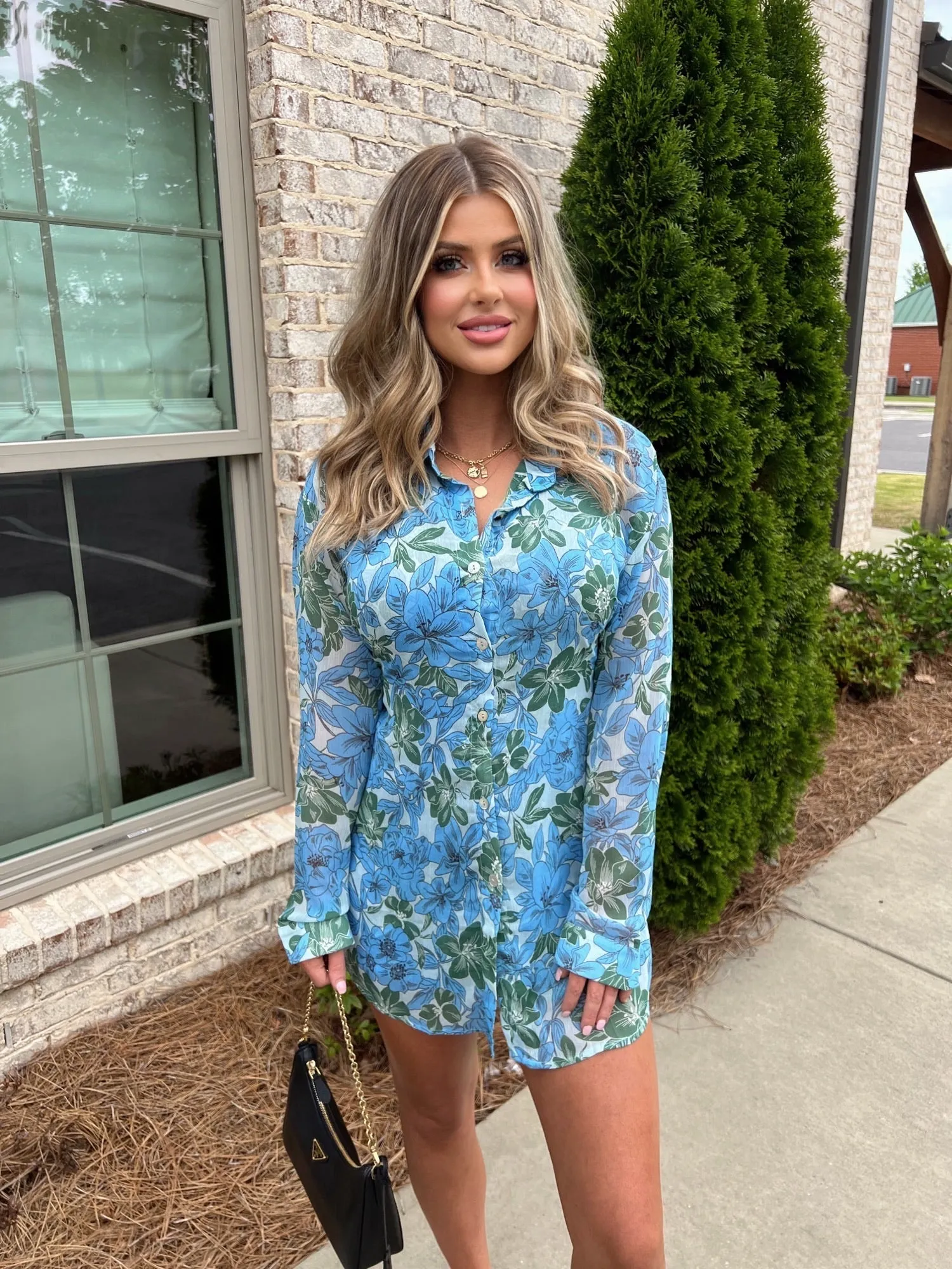 Blue Floral Chiffon Romper - FINAL SALE