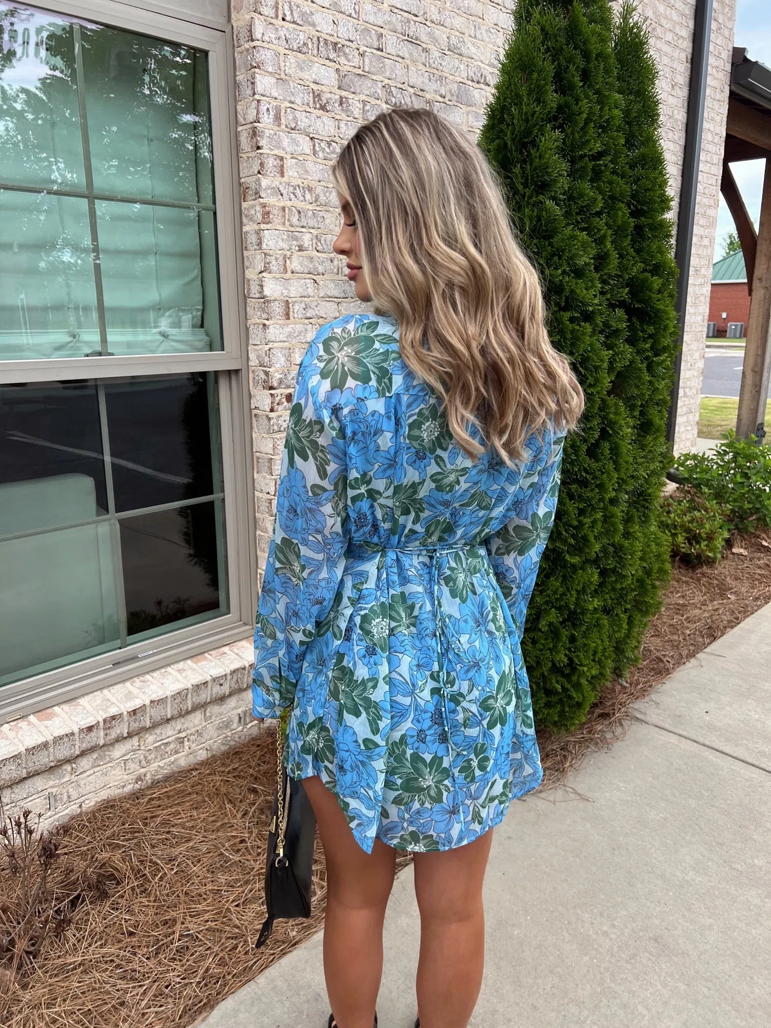 Blue Floral Chiffon Romper - FINAL SALE