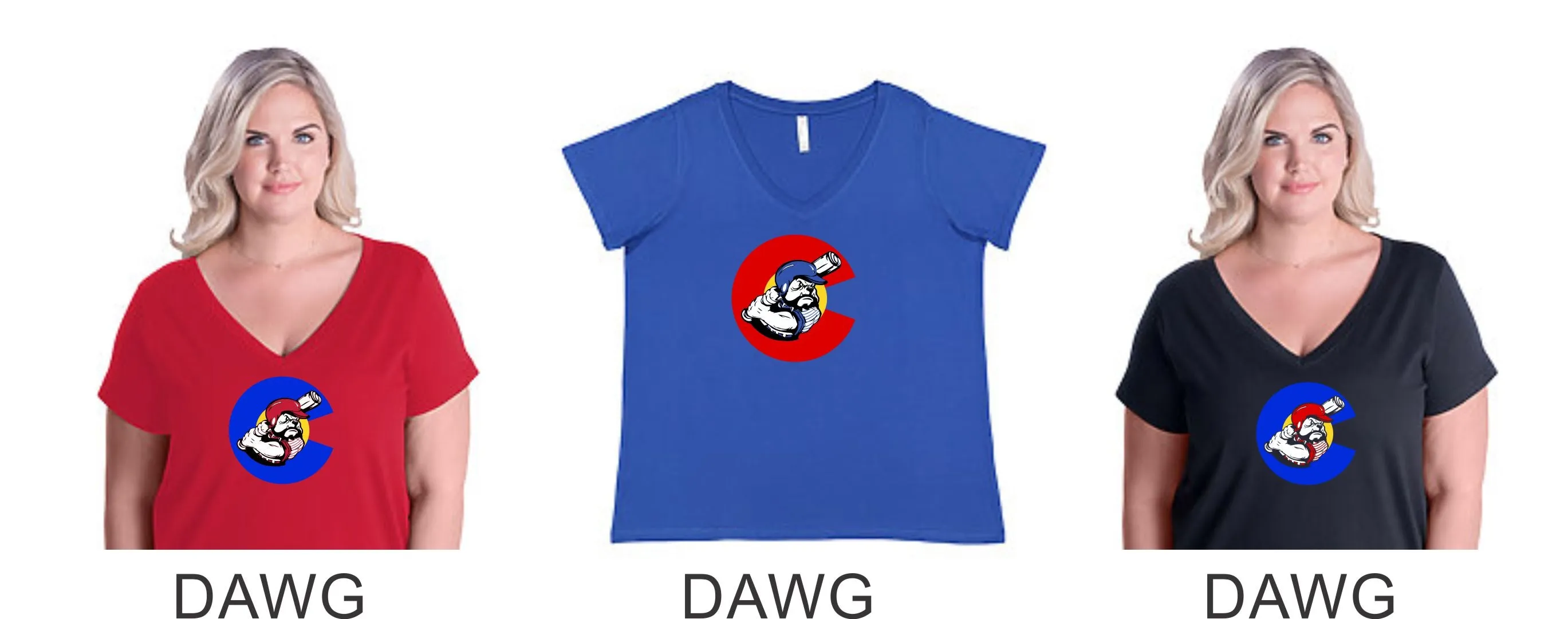 Bulldawgs Curvy Ladies Tee- 4 designs- Matte or Glitter