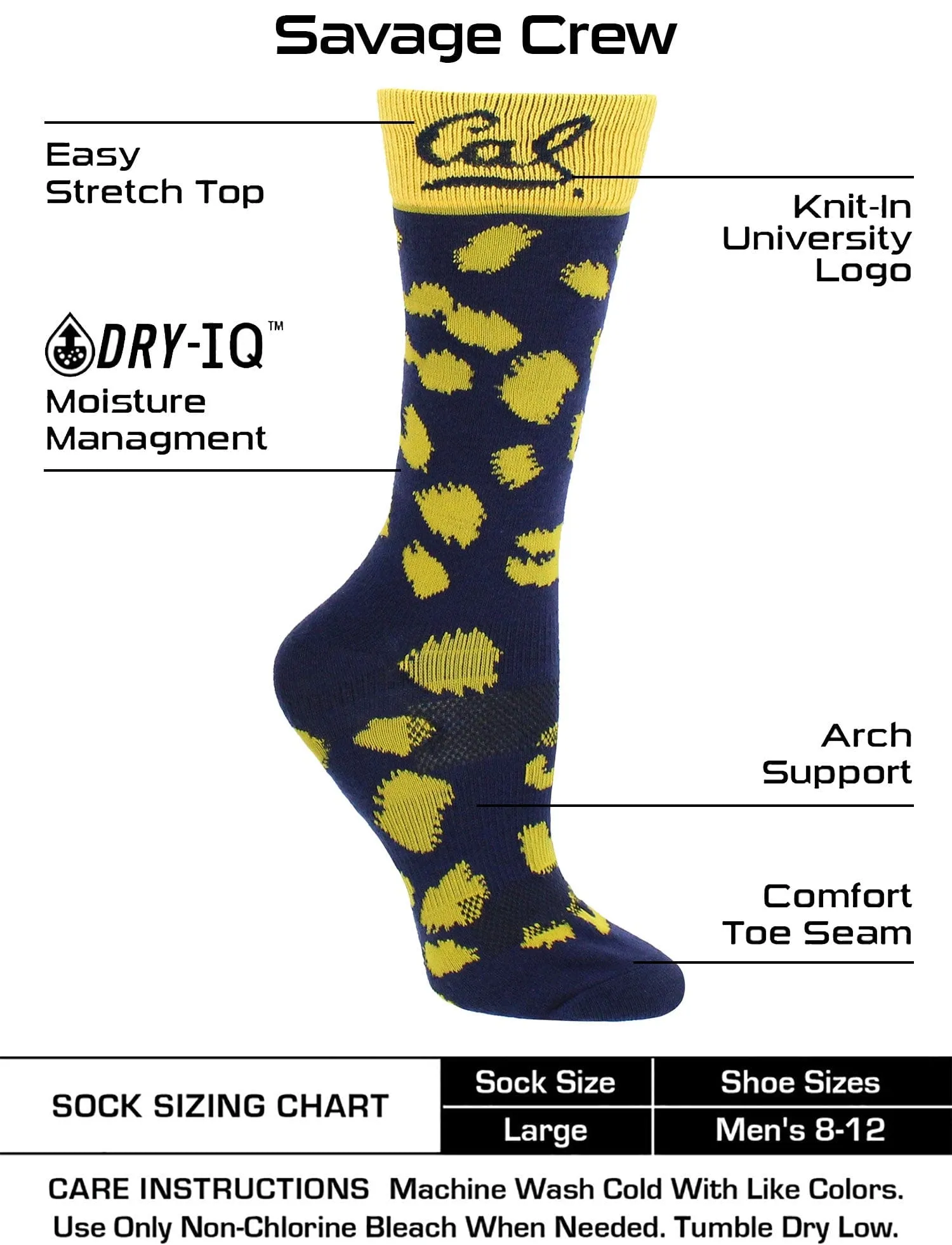 Cal Bears Socks Womens Savage Crew Socks Cal Berkeley