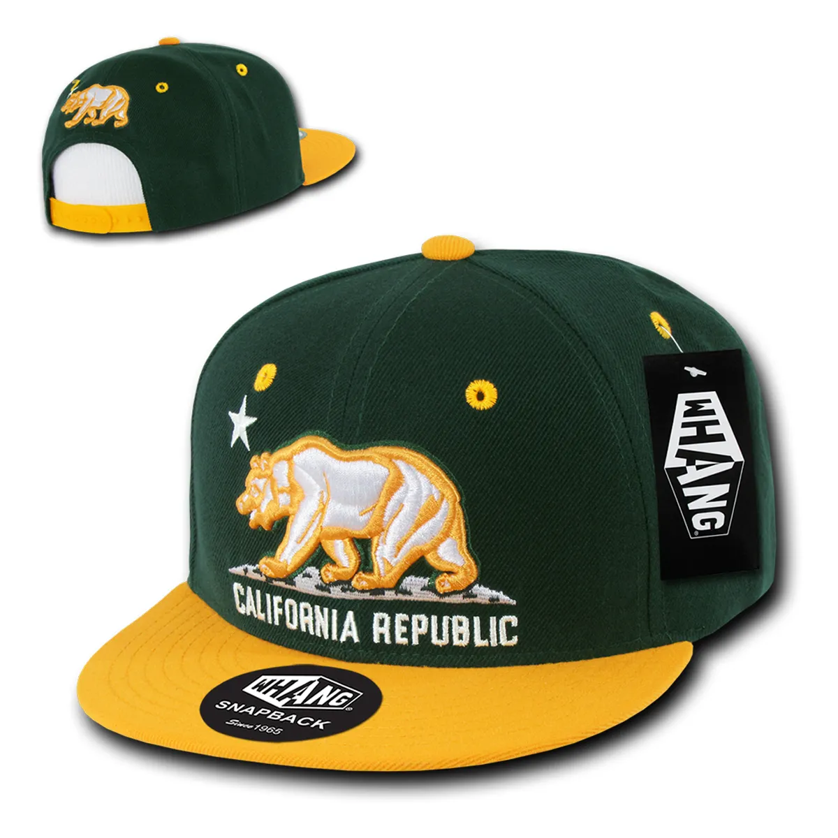 California Republic Cali State Bear Flag Oakland Snapback Hat by Whang