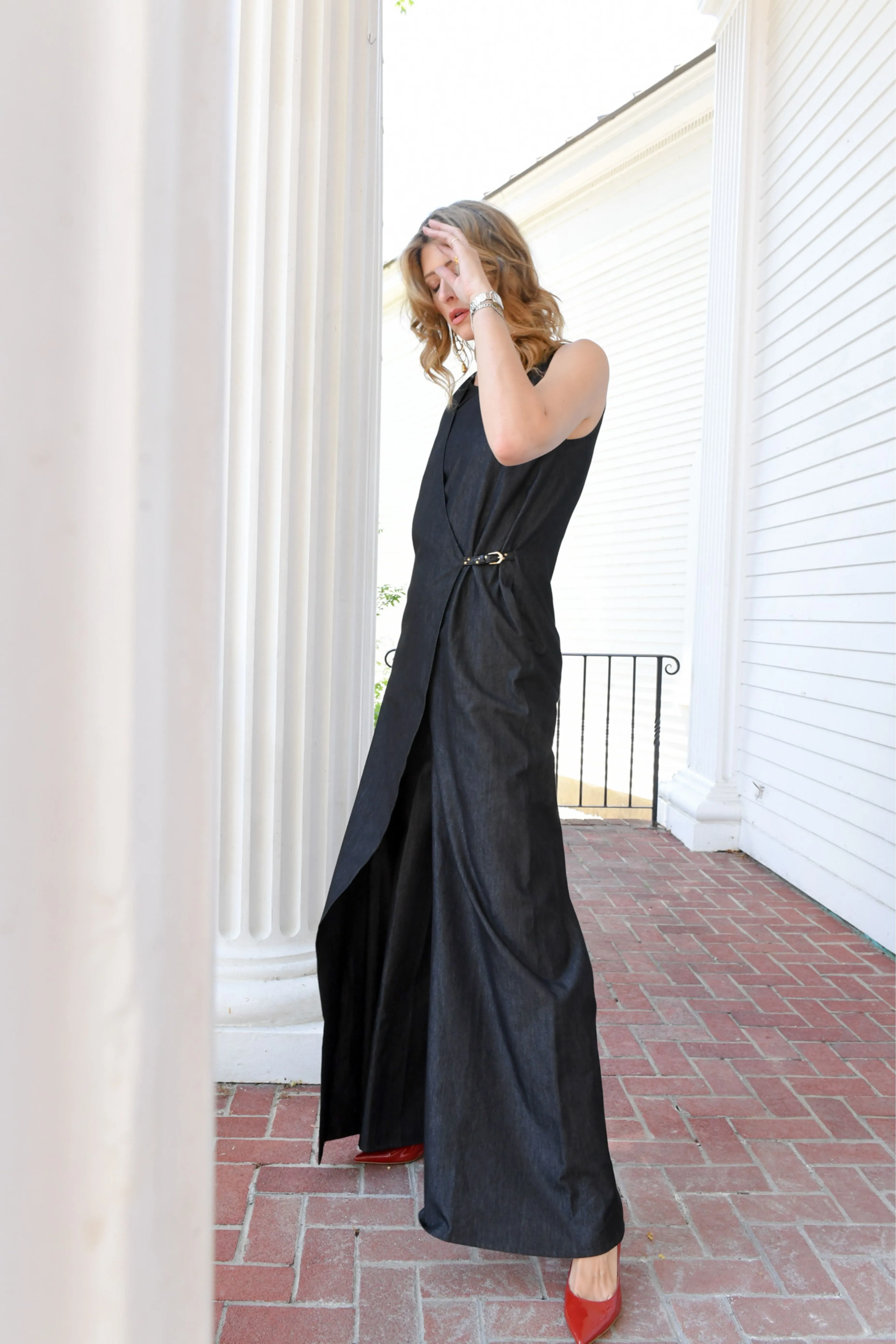 CARBON BLACK WRAP JUMPSUIT