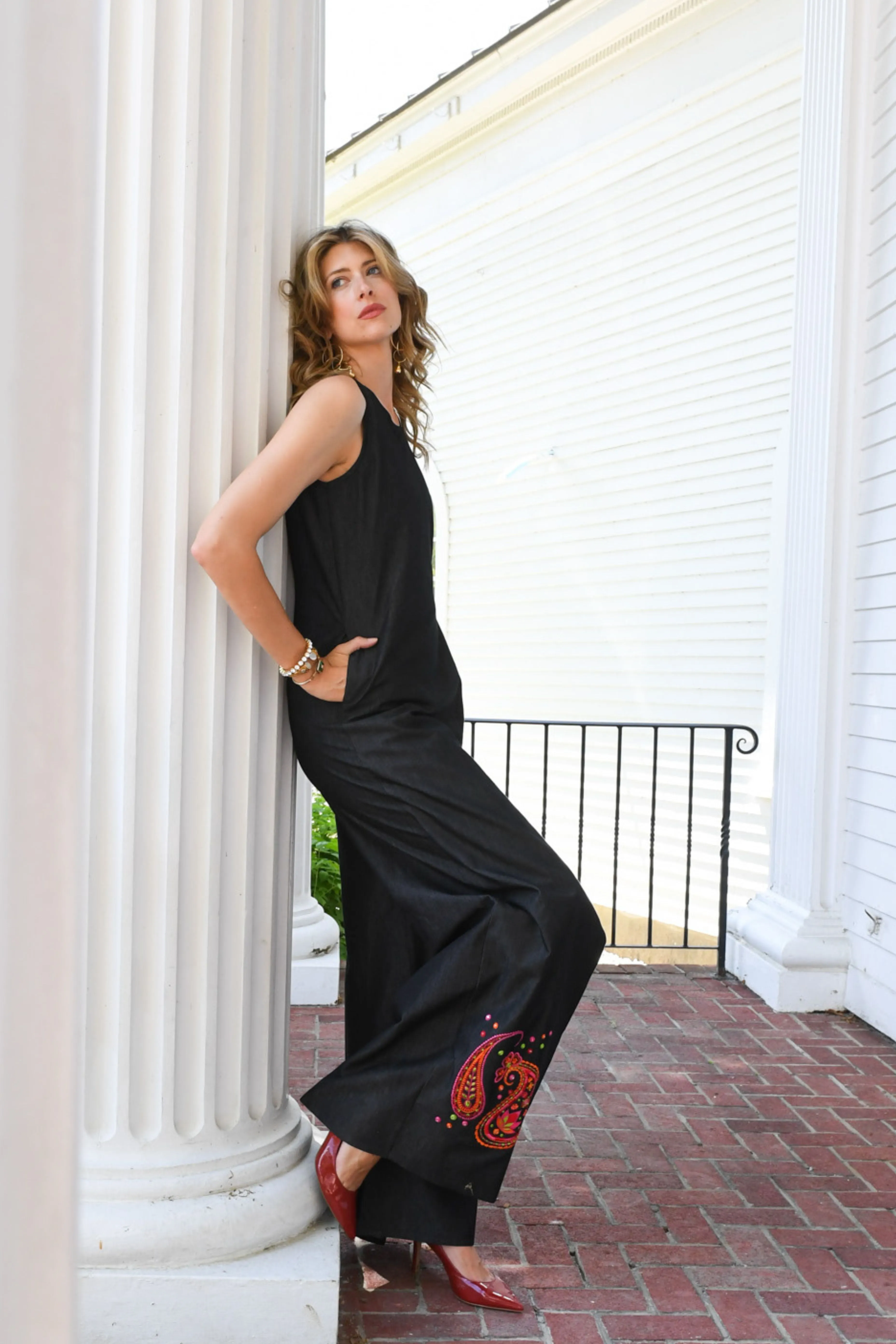 CARBON BLACK WRAP JUMPSUIT