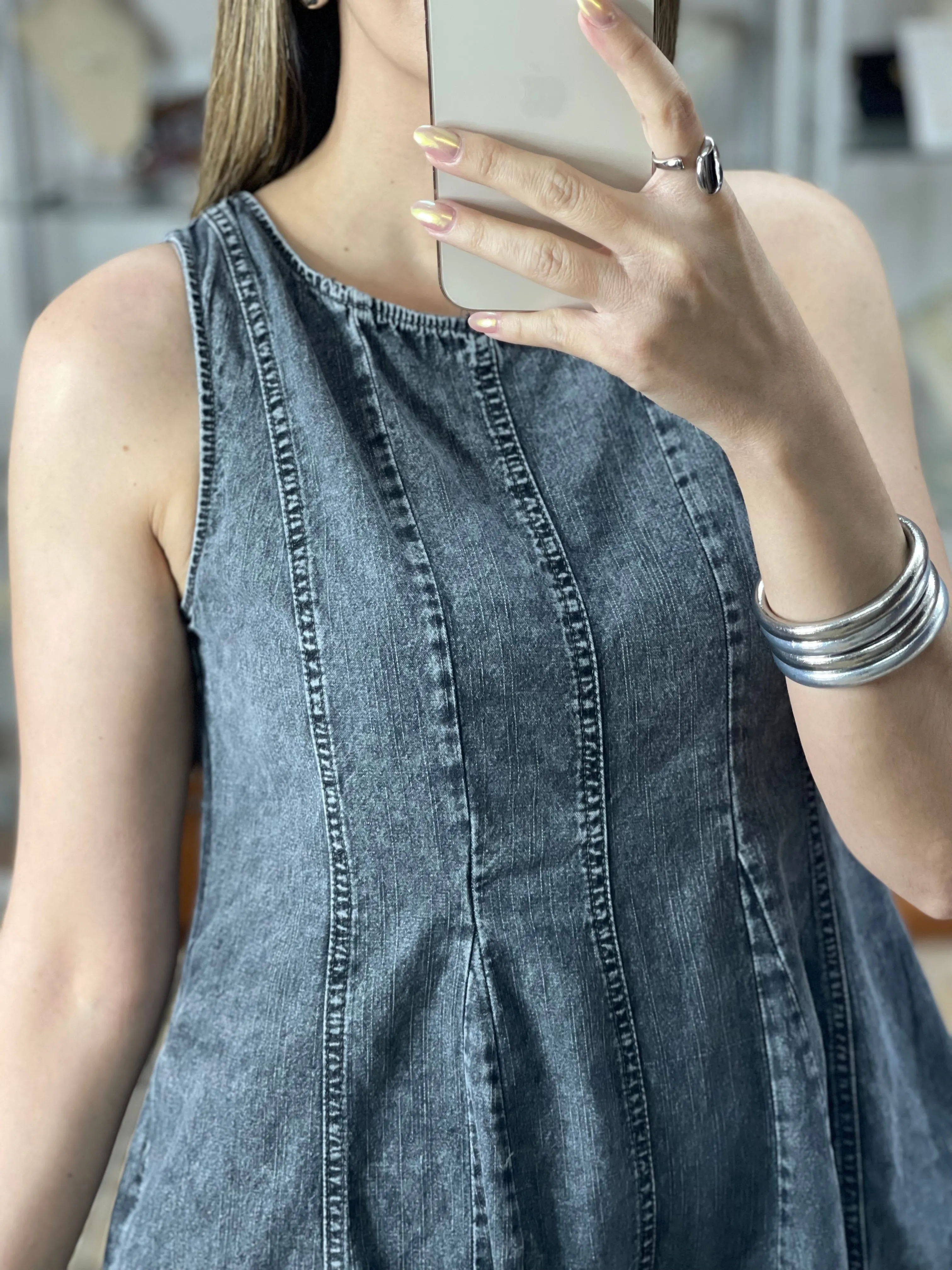 Charcoal Denim Romper