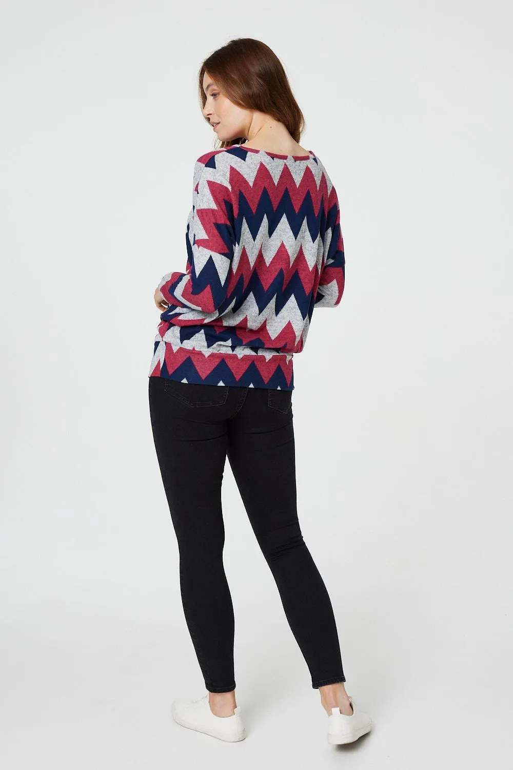 Chevron Print Longline Tunic Top