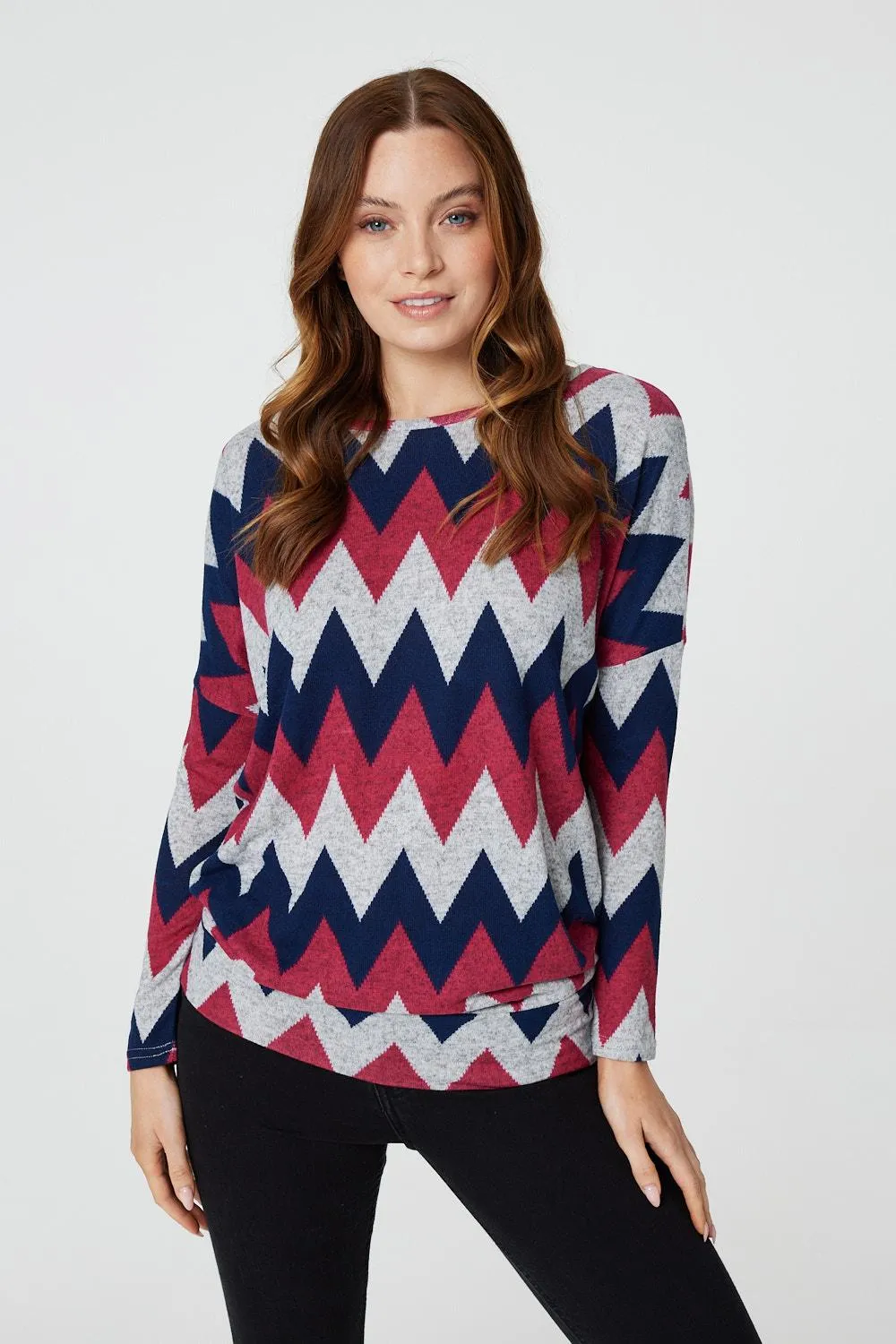 Chevron Print Longline Tunic Top